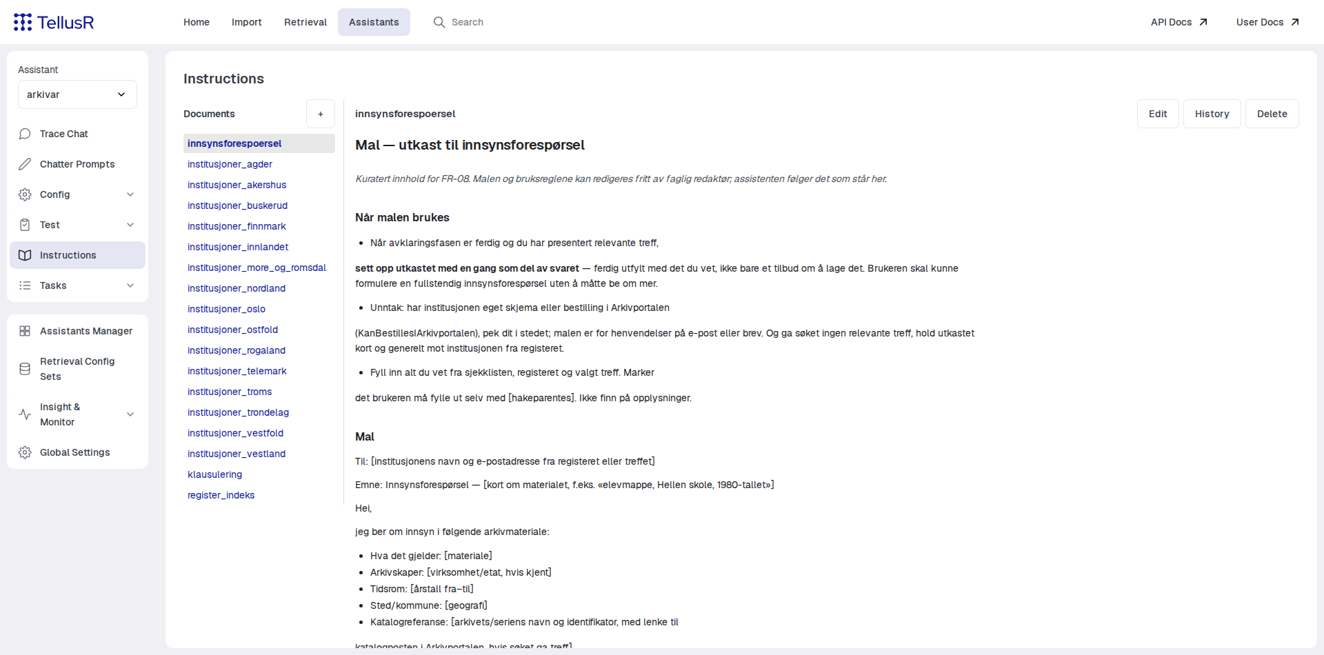 Instructions page
