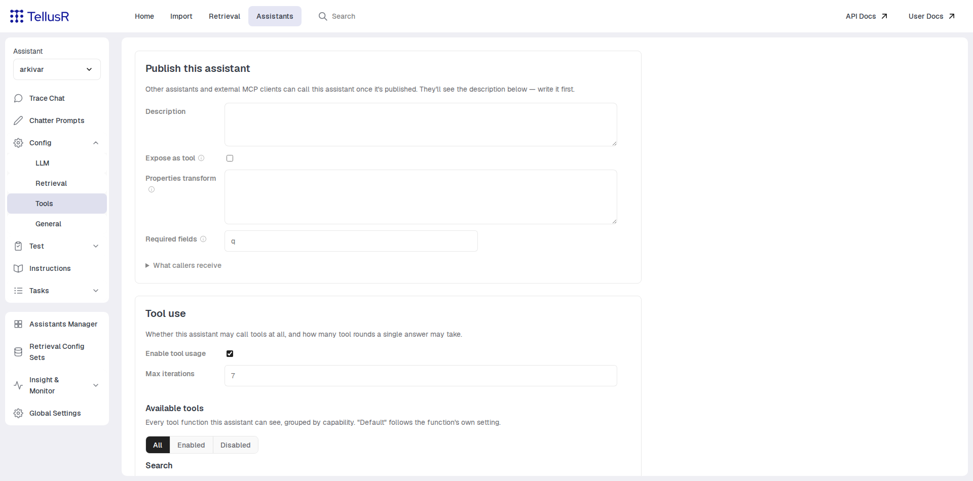 Available tools