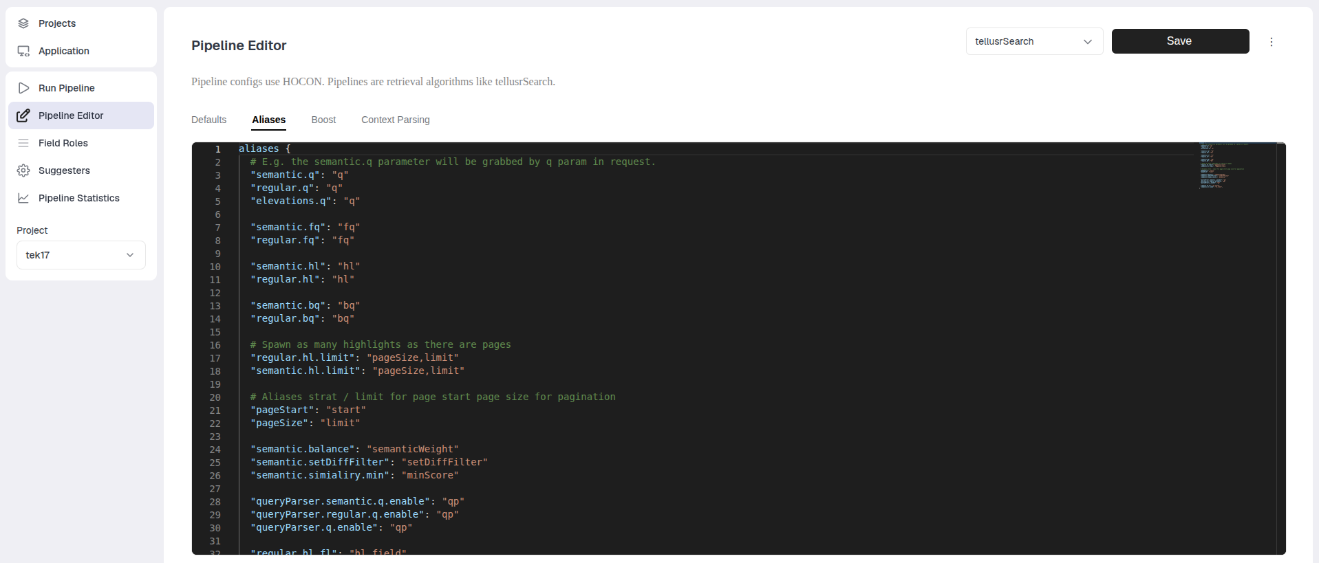 Pipeline aliases