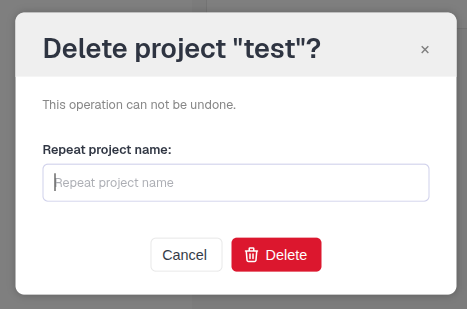 Delete project confirmation